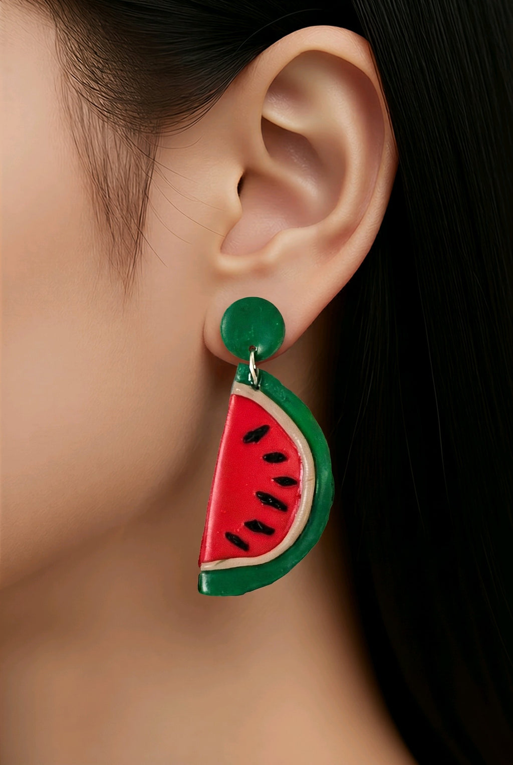 Vattenmelon – Handgjorda örhängen i lera