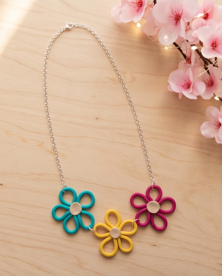 Flerfärgad blommig halsband