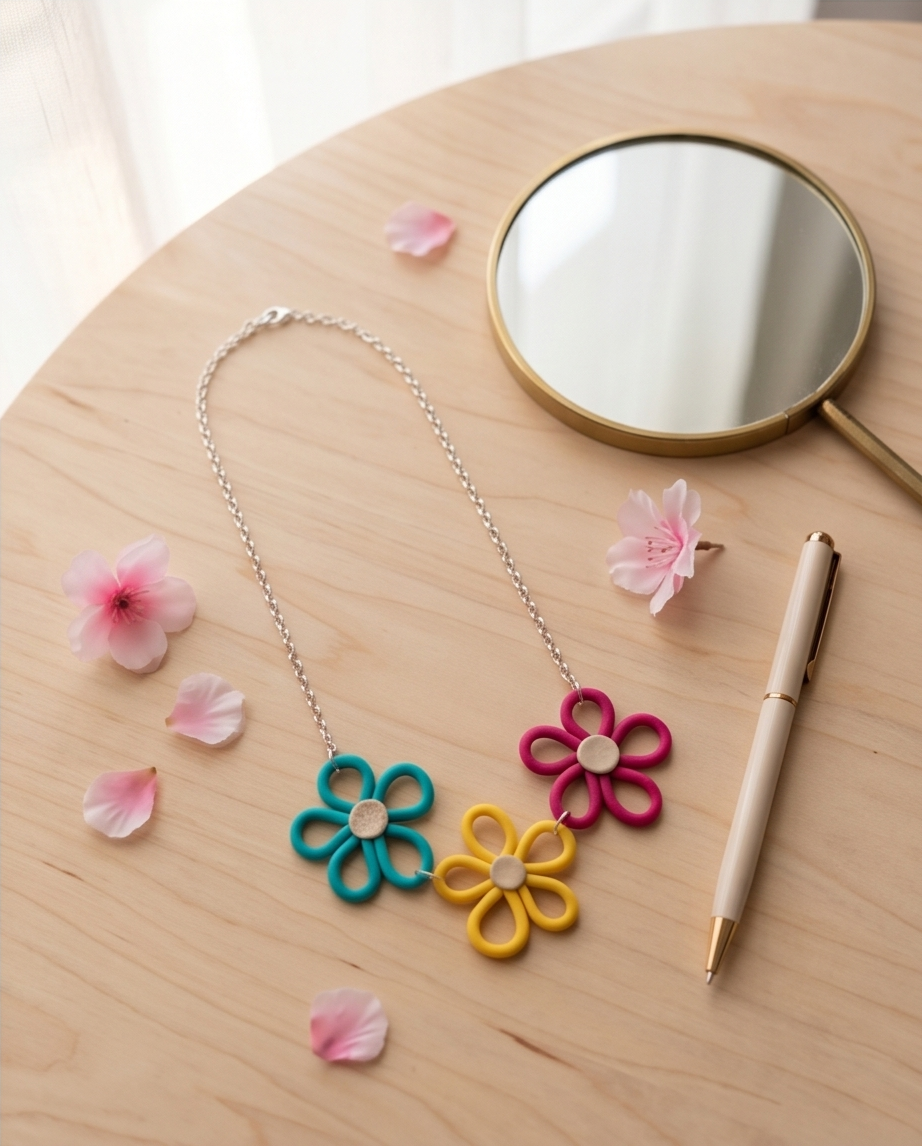 Flerfärgad blommig halsband