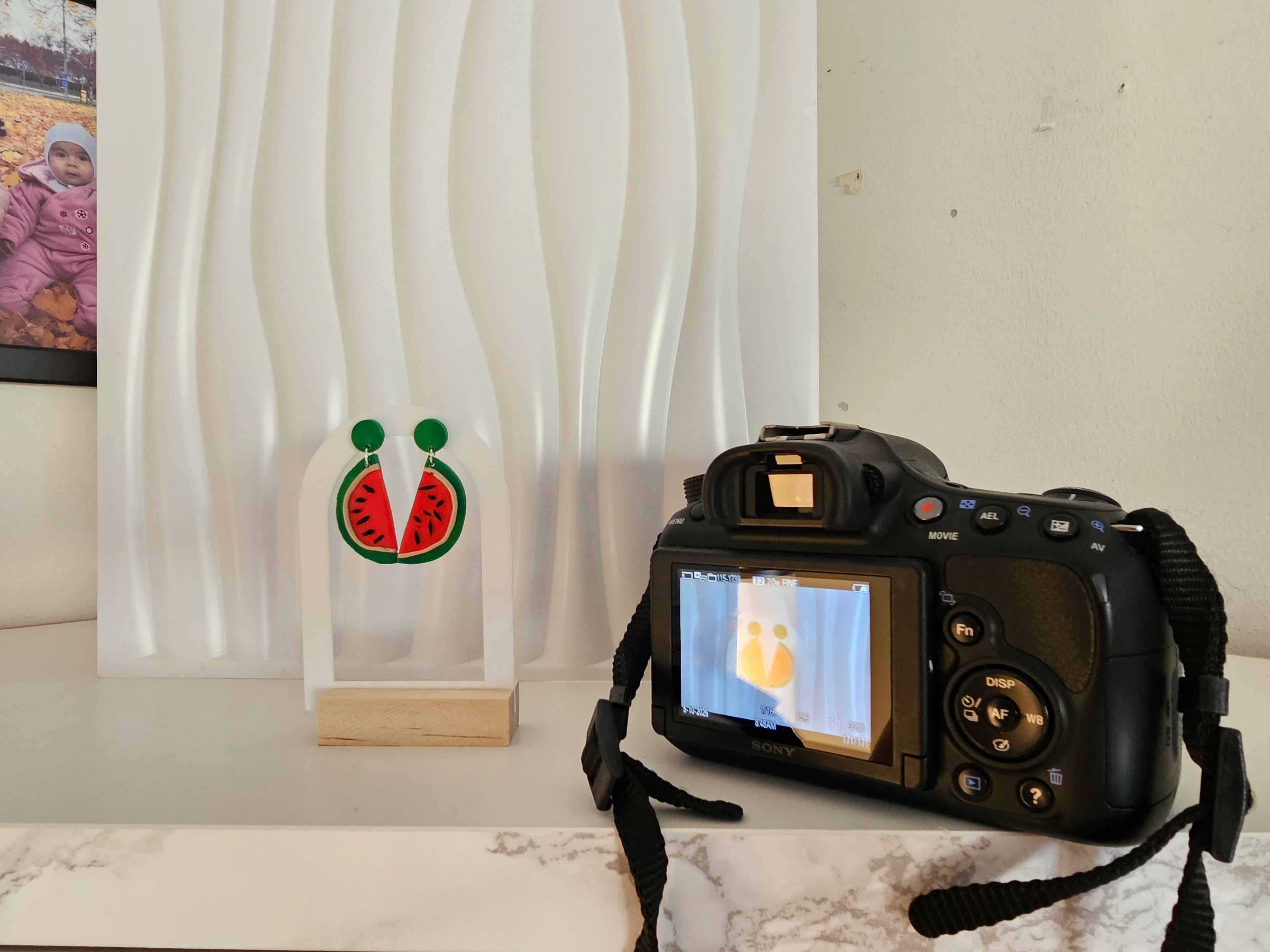 Vattenmelon – Handgjorda örhängen i lera