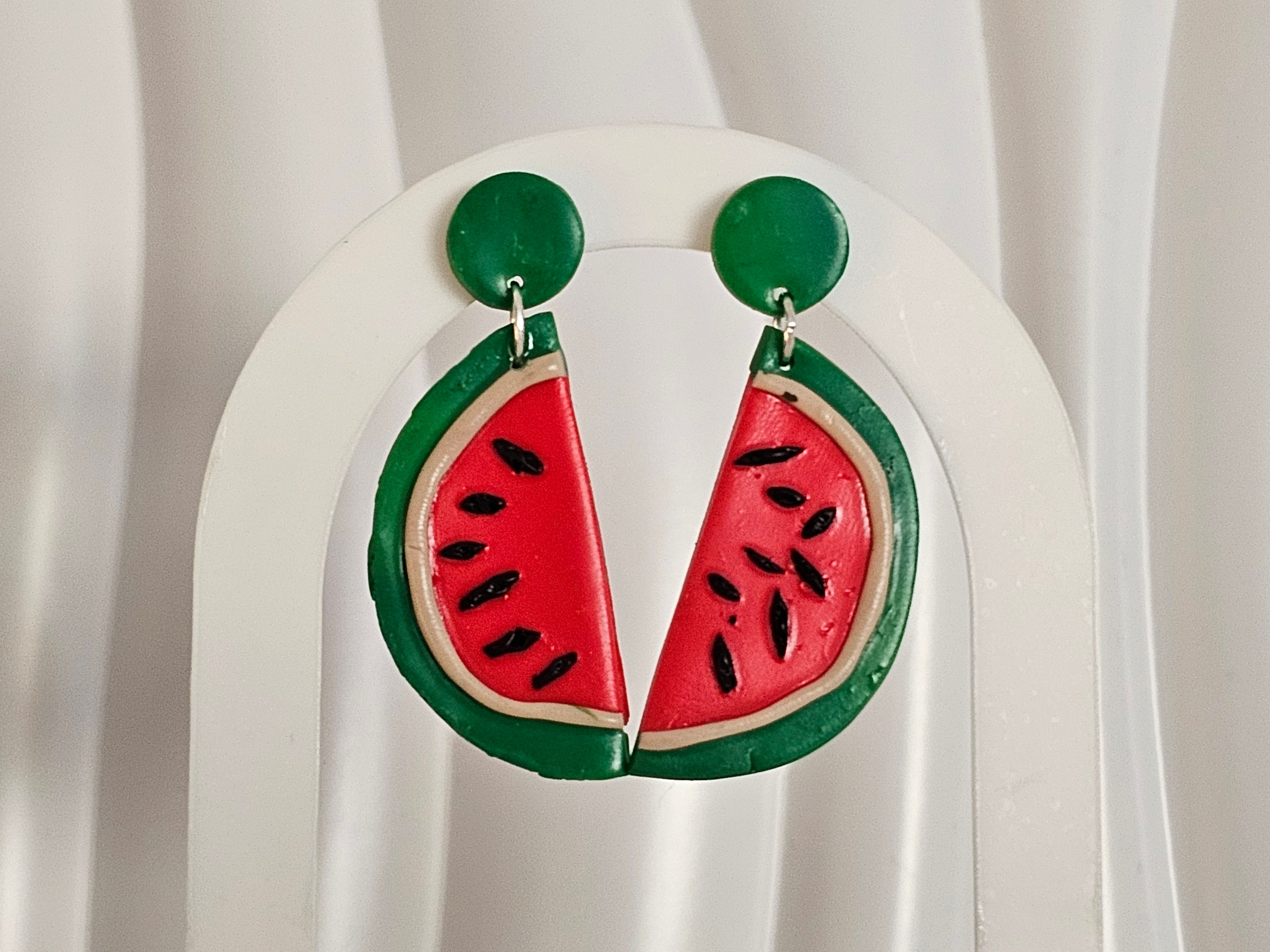 Vattenmelon – Handgjorda örhängen i lera